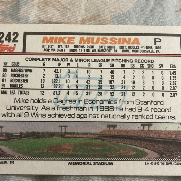 Mike Mussina orioles Topps 242 memorial stadium - Picture 8 of 8